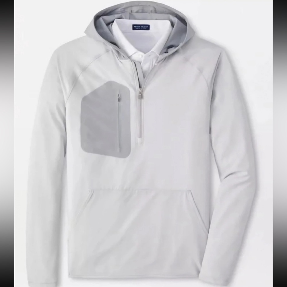 Peter Millar Crown Flex Adapt British Gray Half-Zip Hoodie
